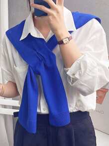 1入組女士素色防曬時尚百搭假領子日常裝飾 - 寶藍色 - 查看 4