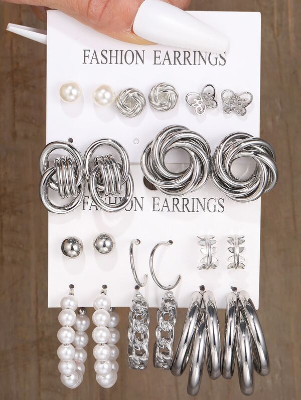 11pairs Faux Pearl Decor Earrings SHEIN USA