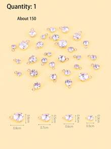 150pcs Assorted Size Rhinestone Pendants, 300pcs Gold Plated April Birthstone Beads For DIY Jewelry Making Earrings Necklaces Anklets Bracelets, Random Mixed Sizes - Yellow Gold - View 4