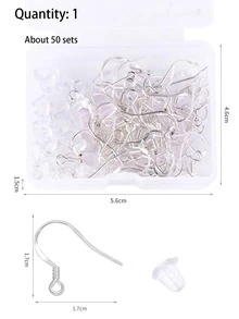 1set DIY Earring Hook & Earring Back Plug - Silver - View 4