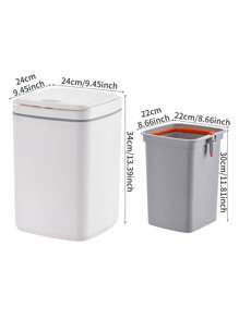 1pc PP Waste Bin, Minimalist Garbage Can For Home - White - View 7