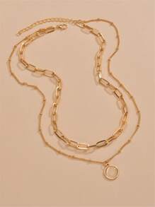 Round Charm Layered Necklace