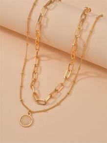 Round Charm Layered Necklace
