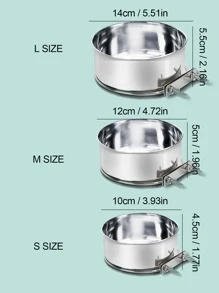 1pc Stainless Steel Hanging Pet Bowl For Dog And Cat For Food Feeding - Silver - View 3