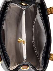 Medium Square Bag Litchi Embossed Metal Decor Elegant For Teen Girls Women College Students,Rookies & White-collar Workers Perfect for Office,Work ,Business,Commute Best Work Bag for Women - Black - View 5