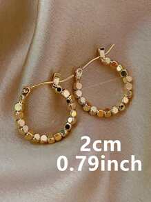 1pair Minimalist Hoop Earrings - Yellow Gold - View 5