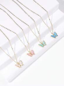 4pcs Butterfly Charm Necklace