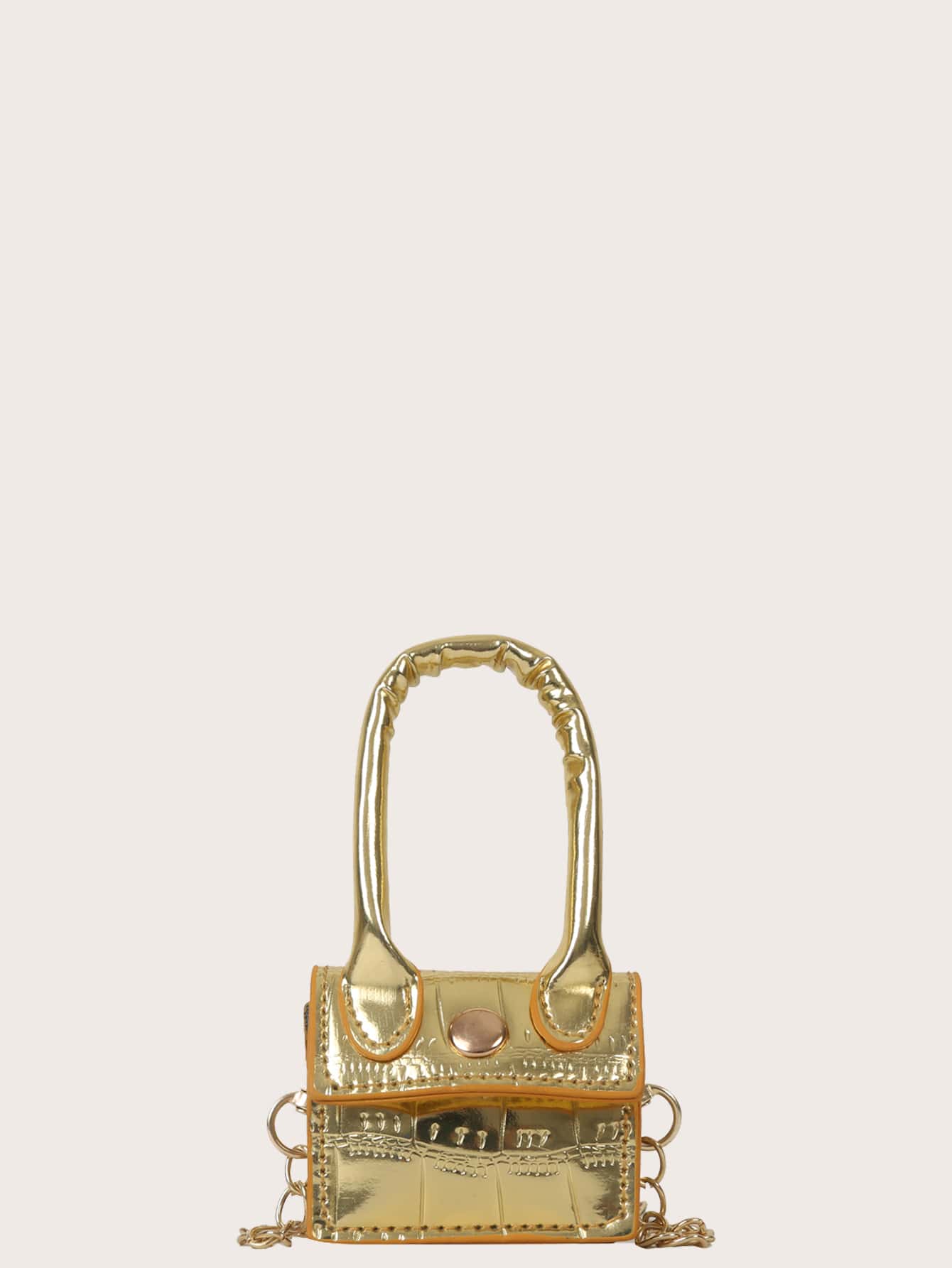 Chicas Bolsa cuadrada PU con cadena imán mini - Dorado - Ver 1