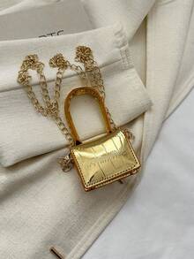 Chicas Bolsa cuadrada PU con cadena imán mini - Dorado - Ver 5