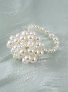 Túi Satchel mini cho bé gái có tay cầm trên cùng bằng ngọc trai giả - Màu be - Xem 4