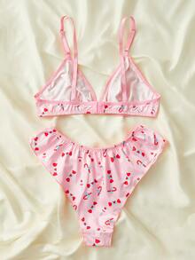 SHEIN Set de lencería con estampado de dibujos animados - Rosa Pálido - Ver 2