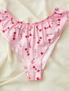 SHEIN Set de lencería con estampado de dibujos animados - Rosa Pálido - Ver 4