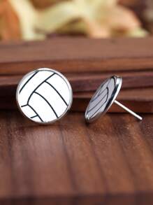 1pc Volleyball Inspired Women's Decorative Earrings For Gift And Accessories - Black - View 2