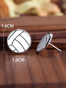 1pc Volleyball Inspired Women's Decorative Earrings For Gift And Accessories - Black - View 3