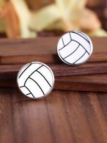 1pc Volleyball Inspired Women's Decorative Earrings For Gift And Accessories - Black - View 4