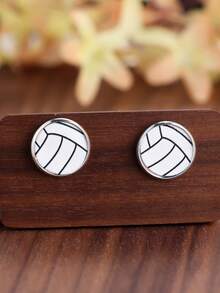 1pc Volleyball Inspired Women's Decorative Earrings For Gift And Accessories - Black - View 5