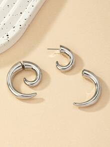 1pair Fashionable Zinc Alloy Horn Decor Earring Jackets For Women For Daily Decoration