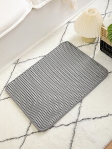 1pc Contrast Binding Litter Mat For Cat For Cleaning - Grey - View 1