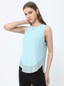 Top tank unicolor bajo curvo - Celeste - Ver 1