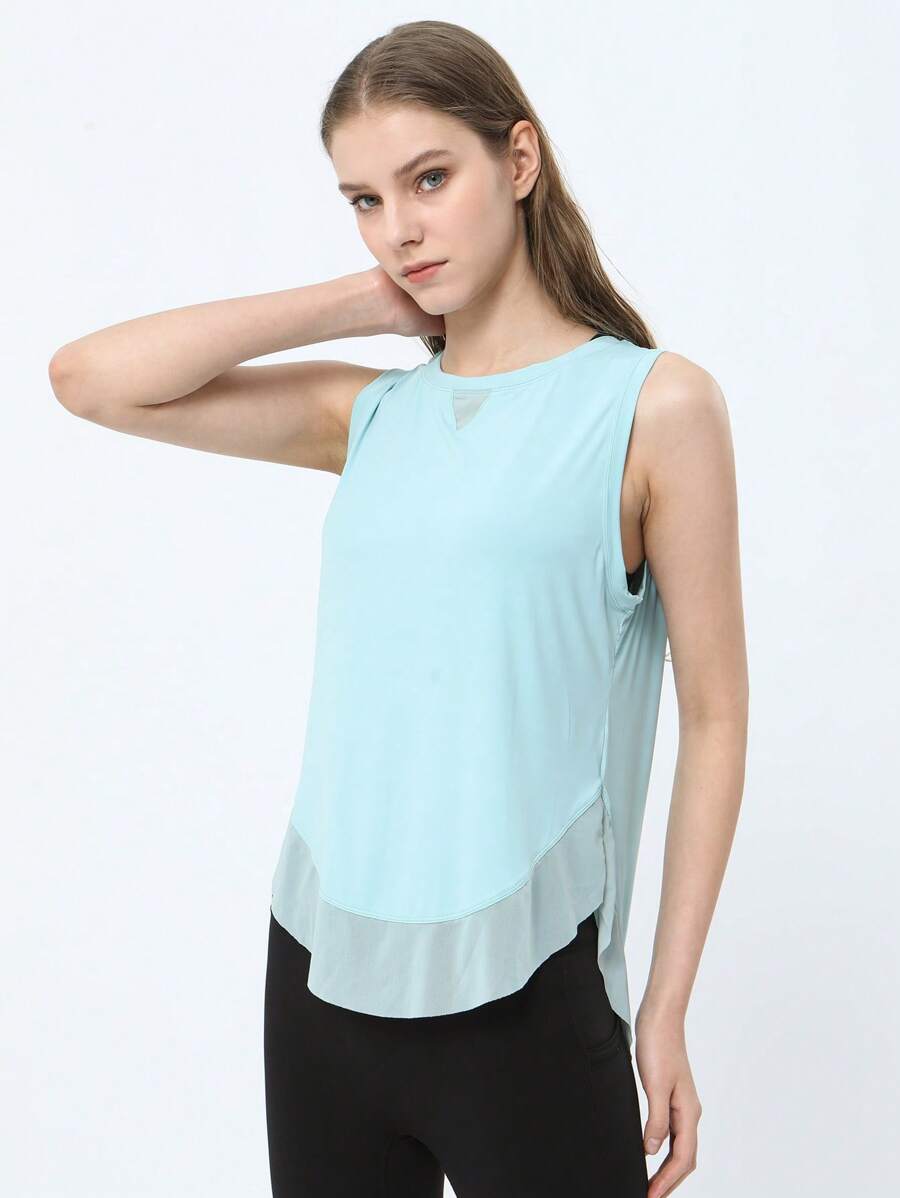 Top tank unicolor bajo curvo - Celeste - Ver 1