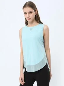 Top tank unicolor bajo curvo - Celeste - Ver 4