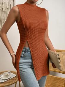 SHEIN Privé Áo khoác và áo lót dành cho xe tăng nữ Chia màu trơn Giải trí - Màu Cam cháy - Xem 4