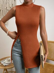 SHEIN Privé Áo khoác và áo lót dành cho xe tăng nữ Chia màu trơn Giải trí - Màu Cam cháy - Xem 6