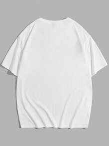 GENTILAND Men's Plus Size Graphic Printed T-shirt With Slogan - White - View 2