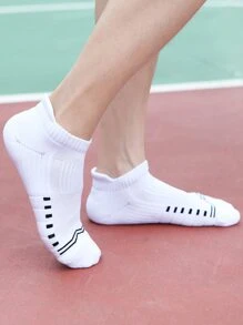 1雙條紋圖案透氣競技襪子 - 白色 - 查看 2