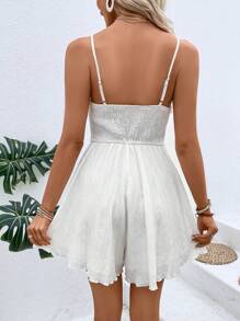 Breezaya Guipure Lace Insert Cami Romper - White - View 2