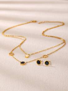 3入組/套時尚不銹鋼圓形裝飾首飾套裝適合女士適用於母親節禮品 - 彩色 - 查看 3