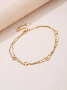 1 Thép Không Gỉ Thời Trang Khoét Hở Trái Tim Trang Trí Vòng Chân Cho Nữ Trang Trí Hàng Ngày - Vàng - Xem 1