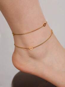 1 Thép Không Gỉ Thời Trang Khoét Hở Trái Tim Trang Trí Vòng Chân Cho Nữ Trang Trí Hàng Ngày - Vàng - Xem 2