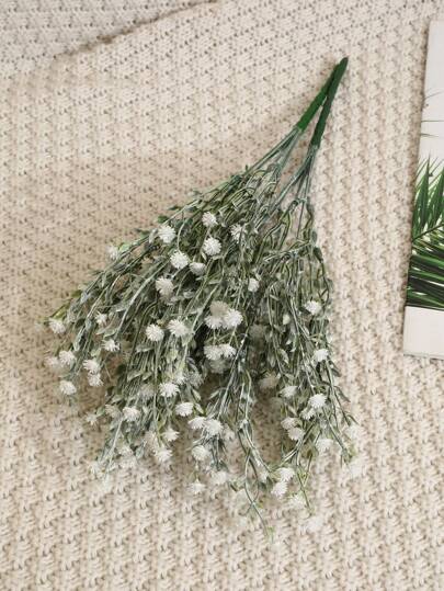 1pc 14.57in Artificial Plastic Gypsophila, 5-Prong White Bouquet Filler, Suitable For Wedding, Holiday Decor, Flower Arrangement, Indoor Home Decor, All Season