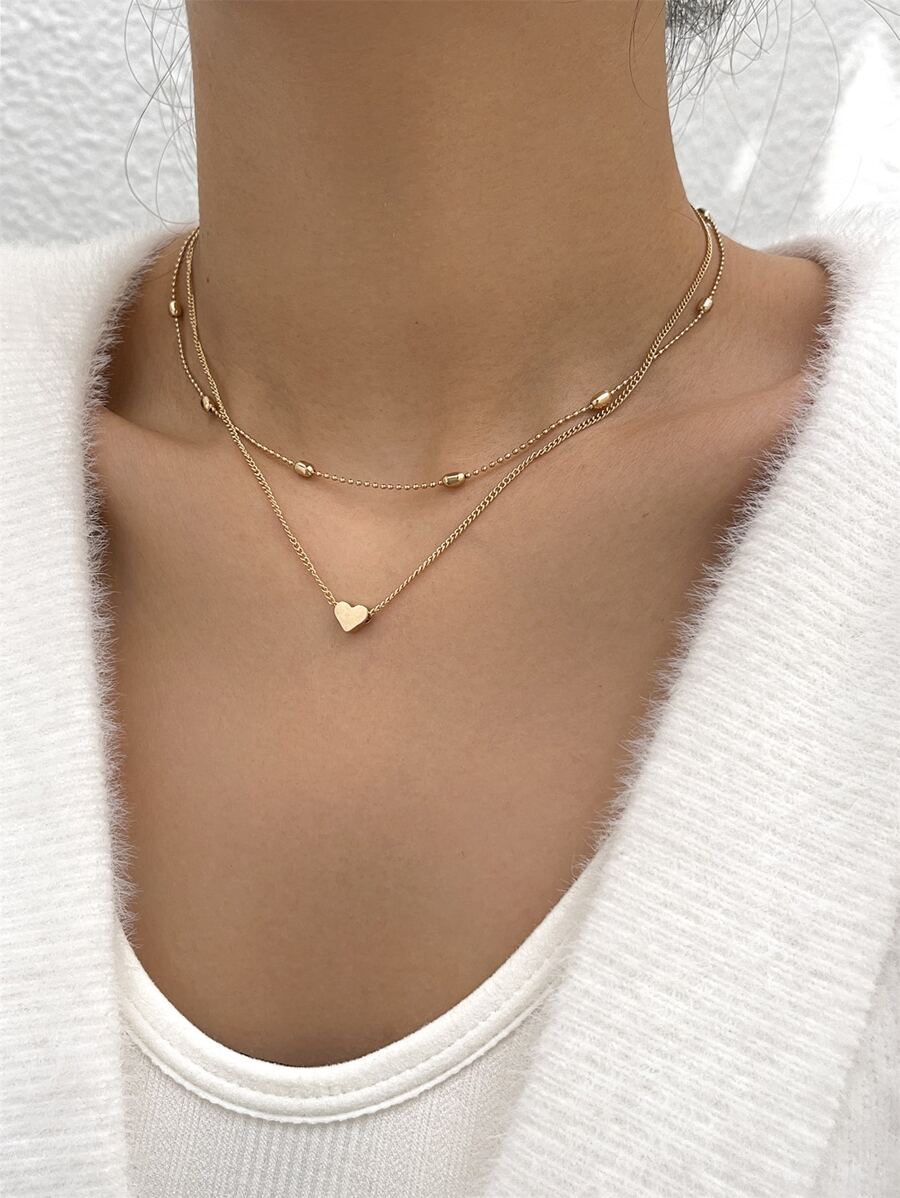 Vòng cổ chuỗi trang trí trái tim - Vàng - Xem 1