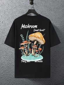 Manfinity EMRG Men Mushroom & Letter Graphic Tee - Black - View 2