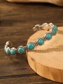 綠松石裝飾開口手鐲 - 彩色 - 查看 2