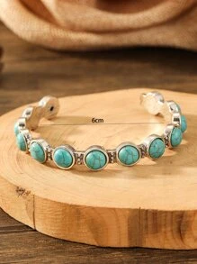綠松石裝飾開口手鐲 - 彩色 - 查看 6
