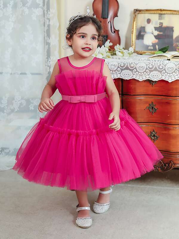 Toddler Girls' Princess Dress Sleeveless Mesh Pettiskirt For Children's