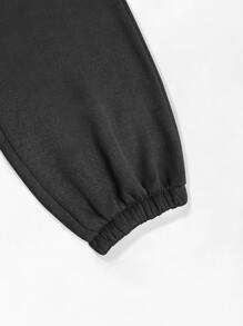 Manfinity EMRG Hombres Pantalones deportivos dragón & con estampado de letra de cintura con cordón - Negro - Ver 4