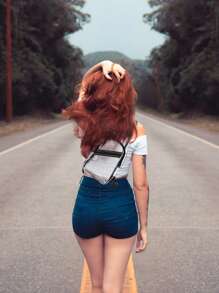 TINYAT Bolso bandolera mini con cremallera delantera transparente impermeable para diariamente - transparente - Ver 1