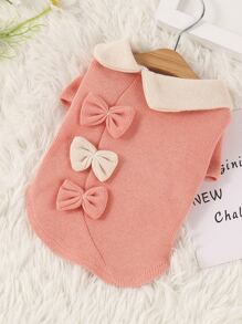 1pc Bow Decor Pet Tee For Dog And Cat For Summer - Green - View 1