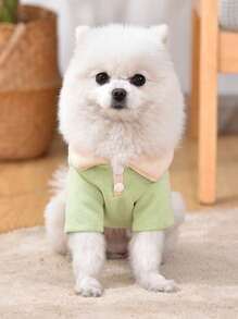 1pc Bow Decor Pet Tee For Dog And Cat For Summer - Green - View 2