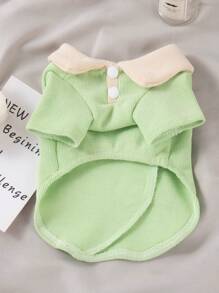 1pc Bow Decor Pet Tee For Dog And Cat For Summer - Green - View 3