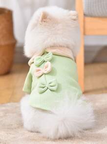 1pc Bow Decor Pet Tee For Dog And Cat For Summer - Green - View 6