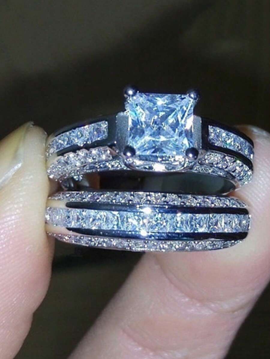 件高銷售女士仿戒指套裝，艷輝品牌珠寶 - 銀色 - 查看 1