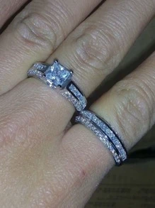 件高銷售女士仿戒指套裝，艷輝品牌珠寶 - 銀色 - 查看 2