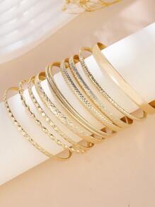 10 pièces/set Bracelet À La Mode Bohémien Style Occidental Vintage & Minimaliste Métallique , Adapté Pour Hommes Et Femmes Port Quotidien