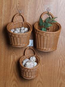 1pc Giỏ lưu trữ máy tính để bàn dệt - màu nâu - Xem 6