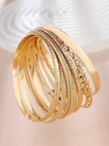10 pièces/set Bracelet À La Mode Bohémien Style Occidental Vintage & Minimaliste Métallique , Adapté Pour Hommes Et Femmes Port Quotidien